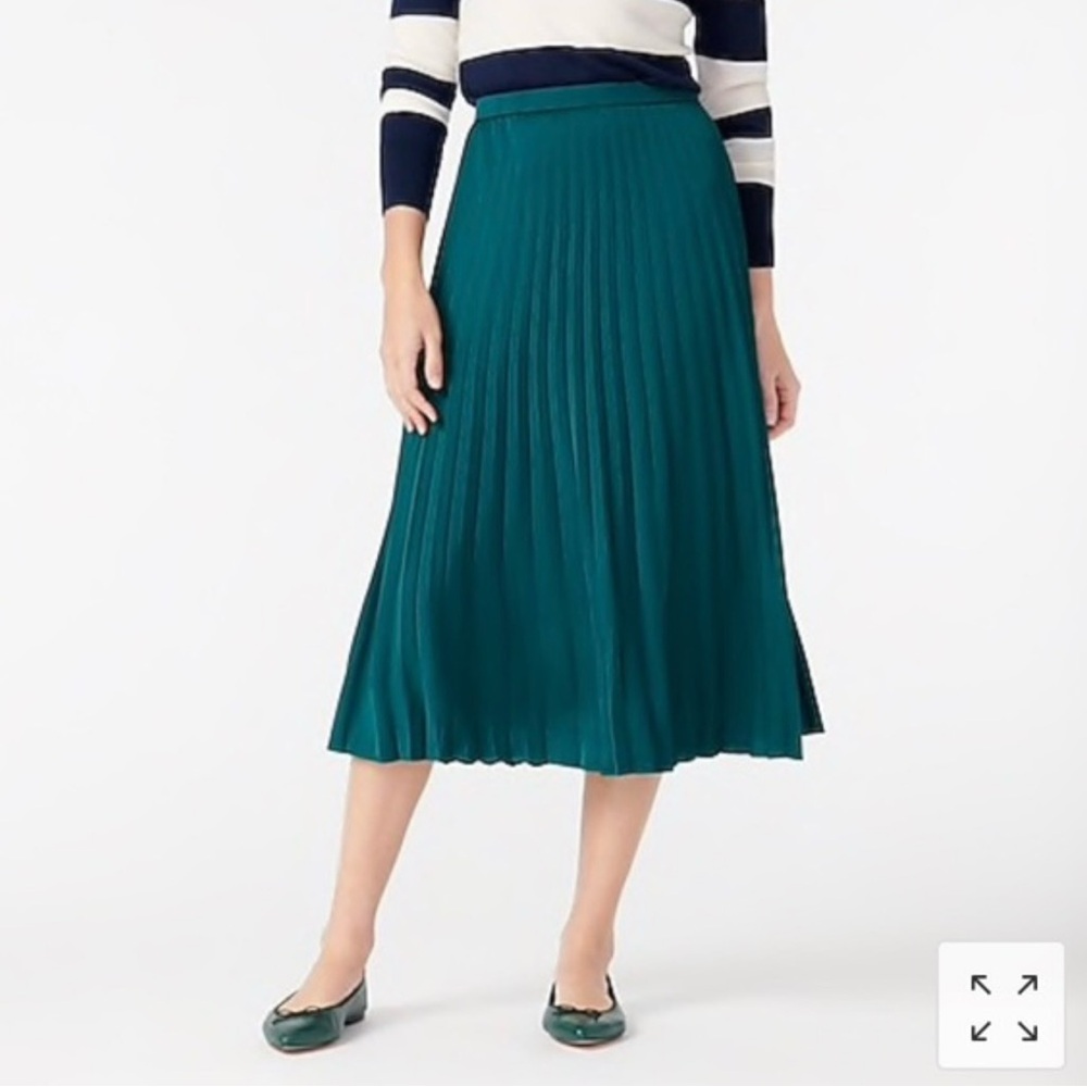 J. Crew Teal Pleated Midi Skirt
